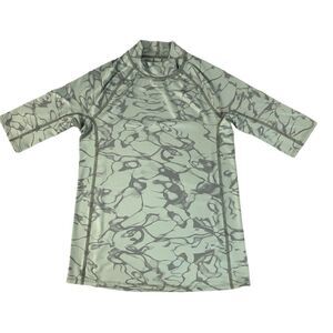 Camouflage Boys Compression T Shirt Size Large Green Camo Stretch Pullover